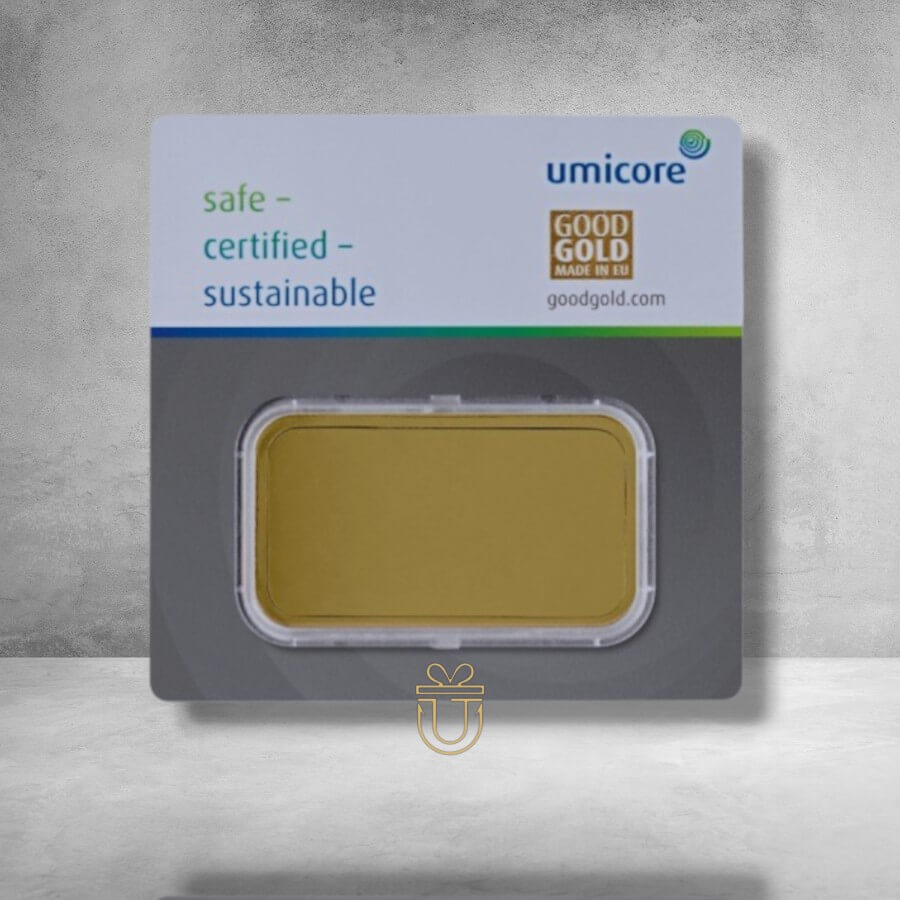 Umicore Gold Bar Card 100g **