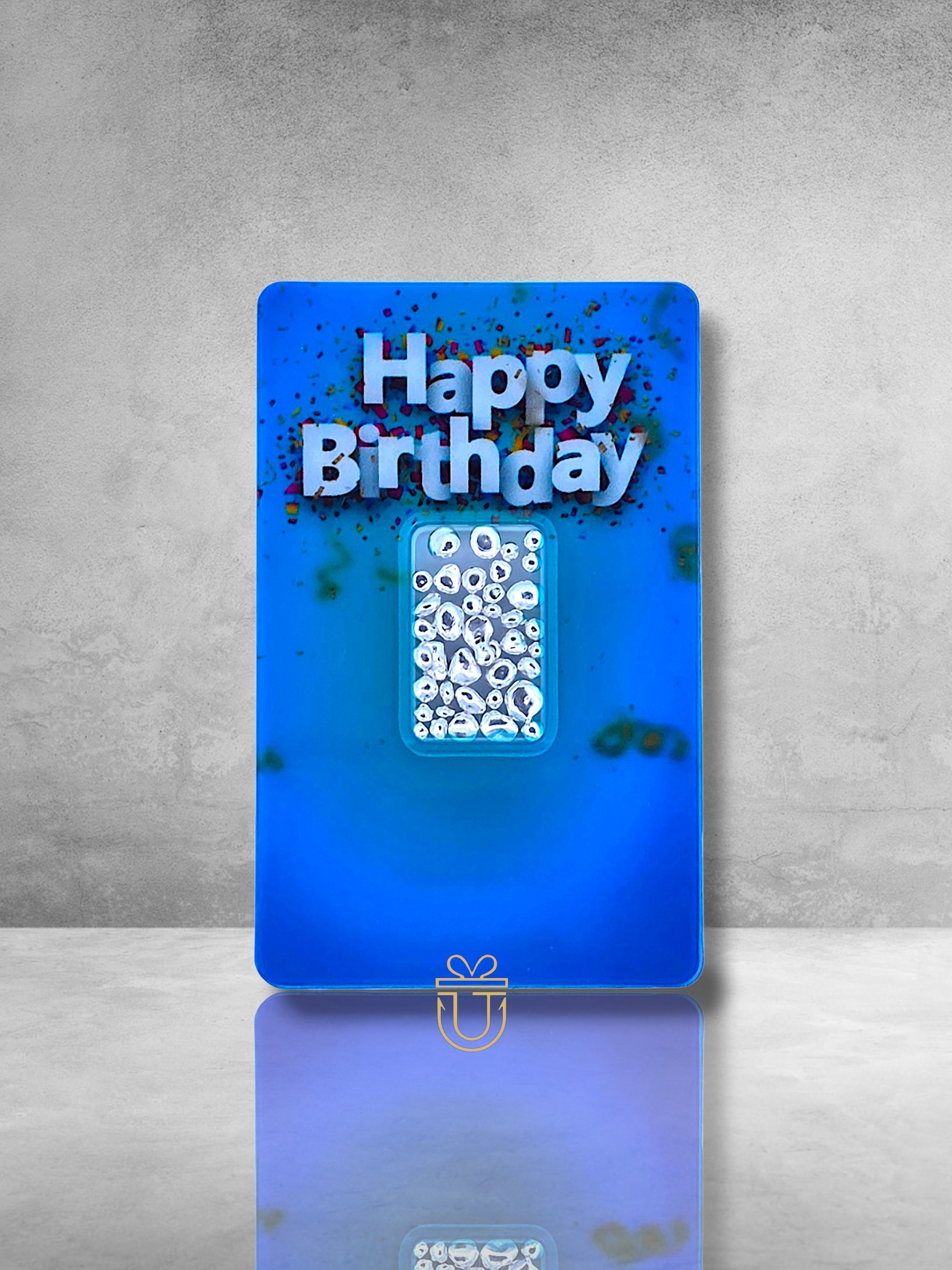 Orafino Geschenkkarte "Happy Birthday" Blau 6 g