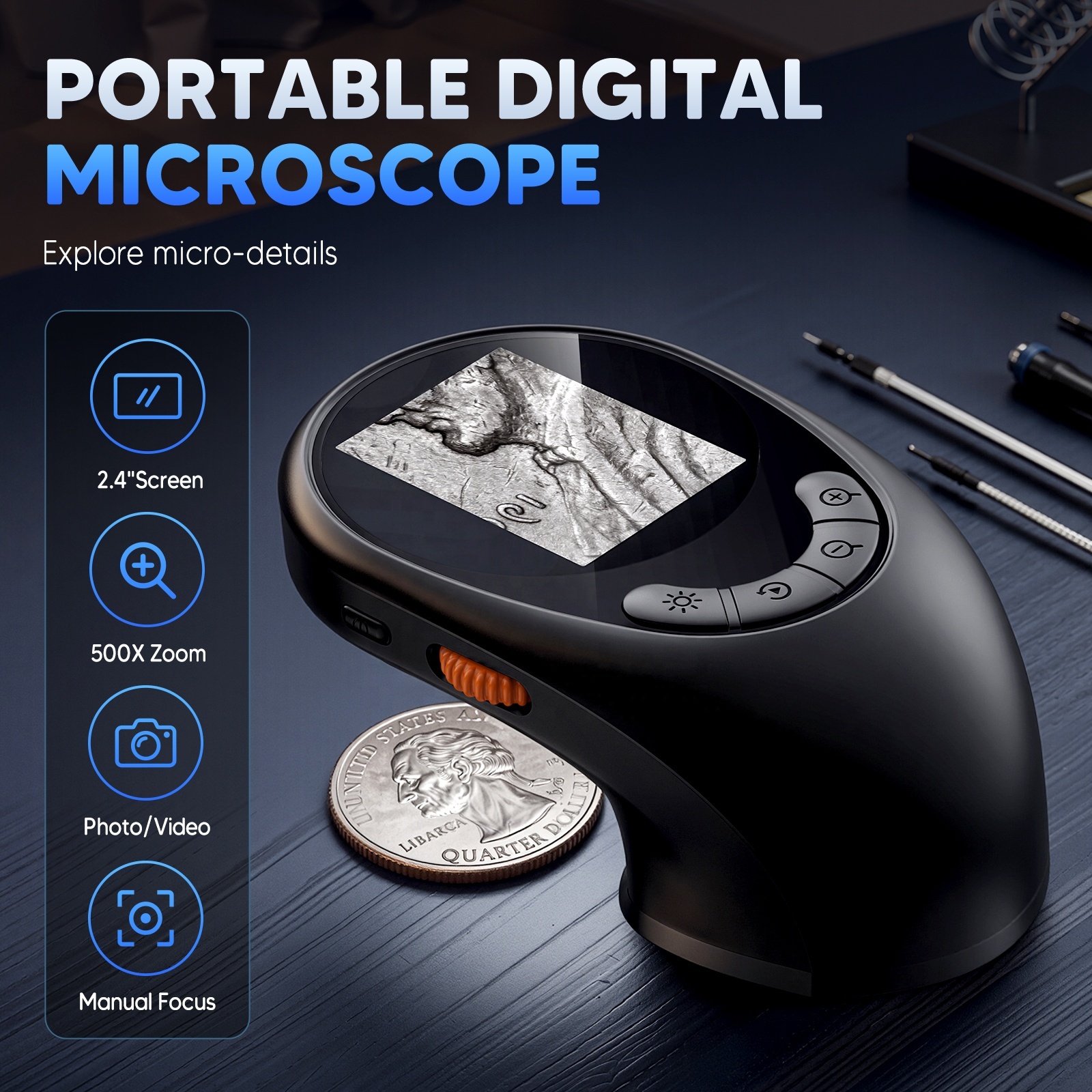Digital Microscope 500× with 2.4" Display | Coins, Gold & Precious Metals