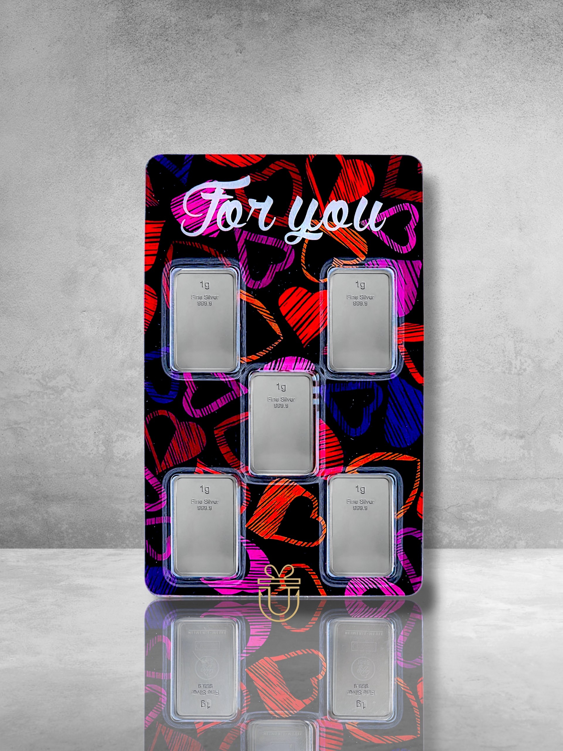 Orafino Geschenkkarte "For You" Bunte Herzen 5 x 1 g