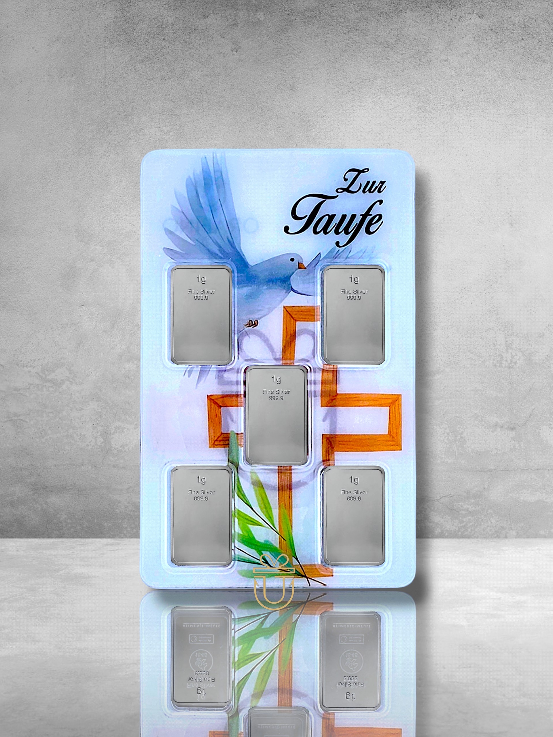 Orafino Geschenkkarte " Zur Taufe" Weiße Taube 5 x 1 g