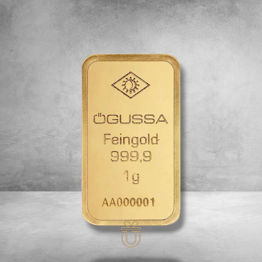 Ögussa Gold Bar Card 1 g Vintage